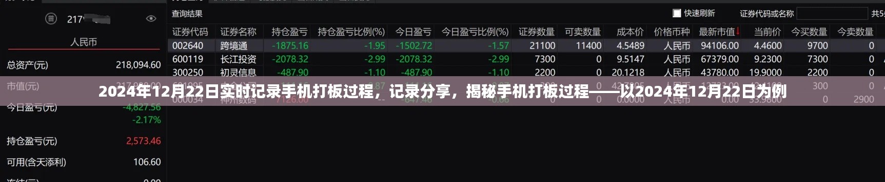 揭秘手機打板過程，以實戰(zhàn)記錄分享，2024年12月22日打板日志揭秘！