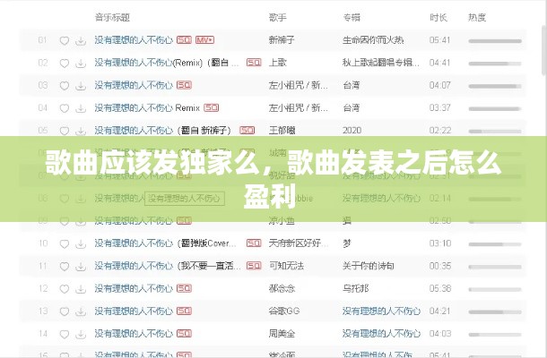 歌曲應(yīng)該發(fā)獨(dú)家么，歌曲發(fā)表之后怎么盈利 