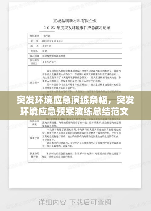 突發(fā)環(huán)境應(yīng)急演練條幅，突發(fā)環(huán)境應(yīng)急預(yù)案演練總結(jié)范文 