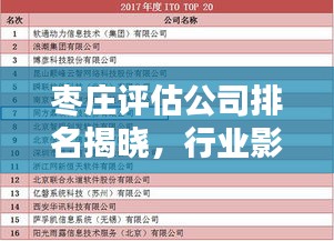 棗莊評(píng)估公司排名揭曉，行業(yè)影響力與權(quán)威榜單揭秘
