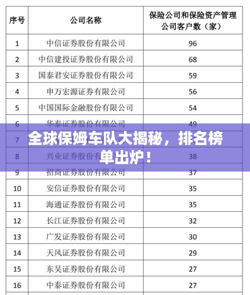 全球保姆車隊大揭秘，排名榜單出爐！