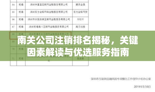 南關(guān)公司注銷排名揭秘，關(guān)鍵因素解讀與優(yōu)選服務指南