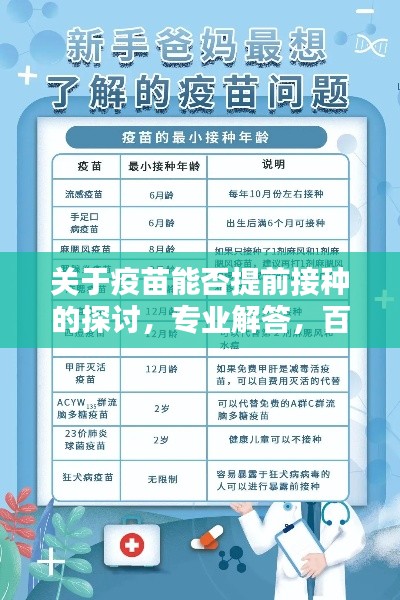 關(guān)于疫苗能否提前接種的探討，專業(yè)解答，百度為您解答！