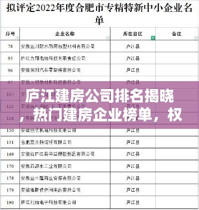 廬江建房公司排名揭曉，熱門(mén)建房企業(yè)榜單，權(quán)威排名不容錯(cuò)過(guò)！