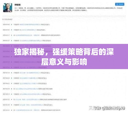 獨家揭秘，強(qiáng)緩策略背后的深層意義與影響
