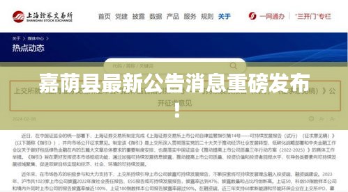 嘉蔭縣最新公告消息重磅發(fā)布！